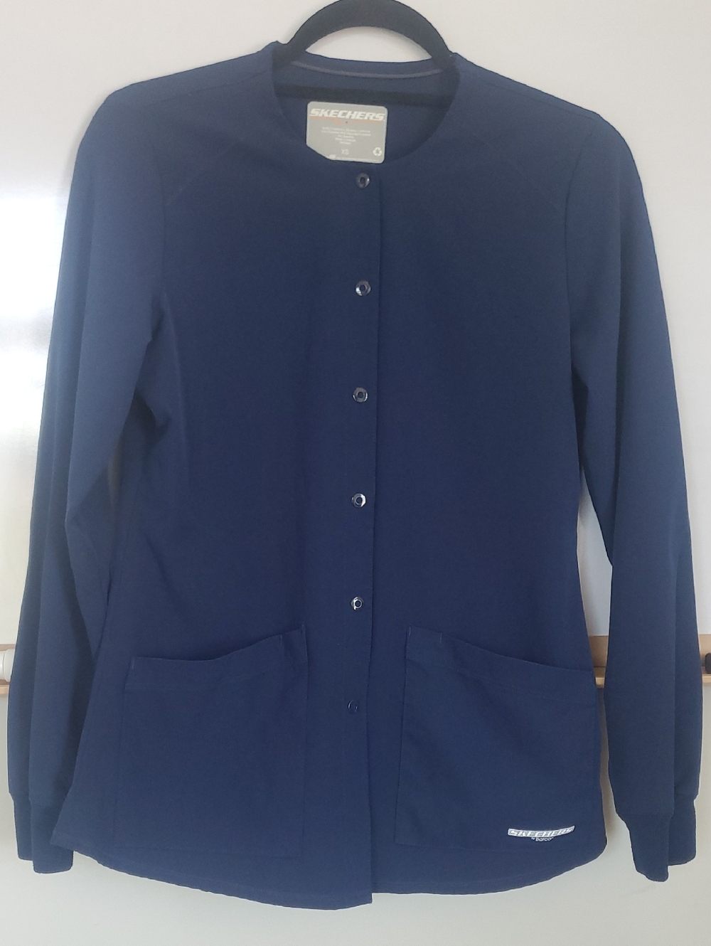Skechers Stability Dark Navy Button-Up Crewneck Scrub Jacket